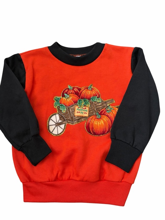 Vintage Other - Vtg Rabbit Skins Kids Orange & Black Pumpkin Pullover Sweatshirt Size 4